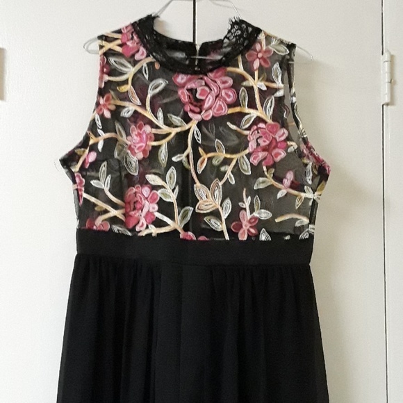 Black Sheer Mesh Chiffon Romper Maxi Dress - Picture 5 of 7